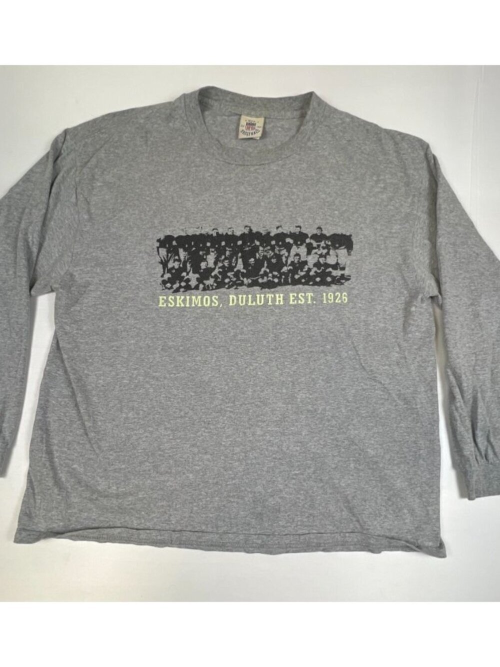 Vintage NFL Originals Men XL Duluth Eskimos Graphic Long Sleeve T-Shirt Gray